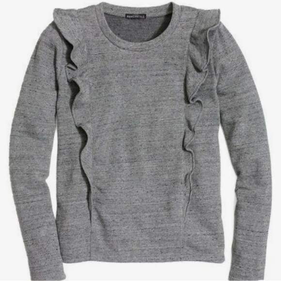 J. Crew Mercantile Ruffle Trim Crewneck Sweatshirt Sweater - Size XS - Picture 1 of 7